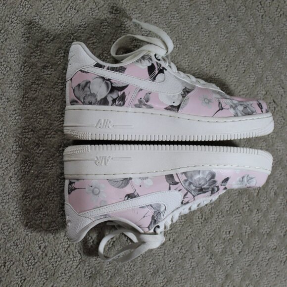Nike Air Force 1 Floral Rose Pink Size 8 Bruce Kilgore Designed Leather Sneakers - Picture 5 of 7